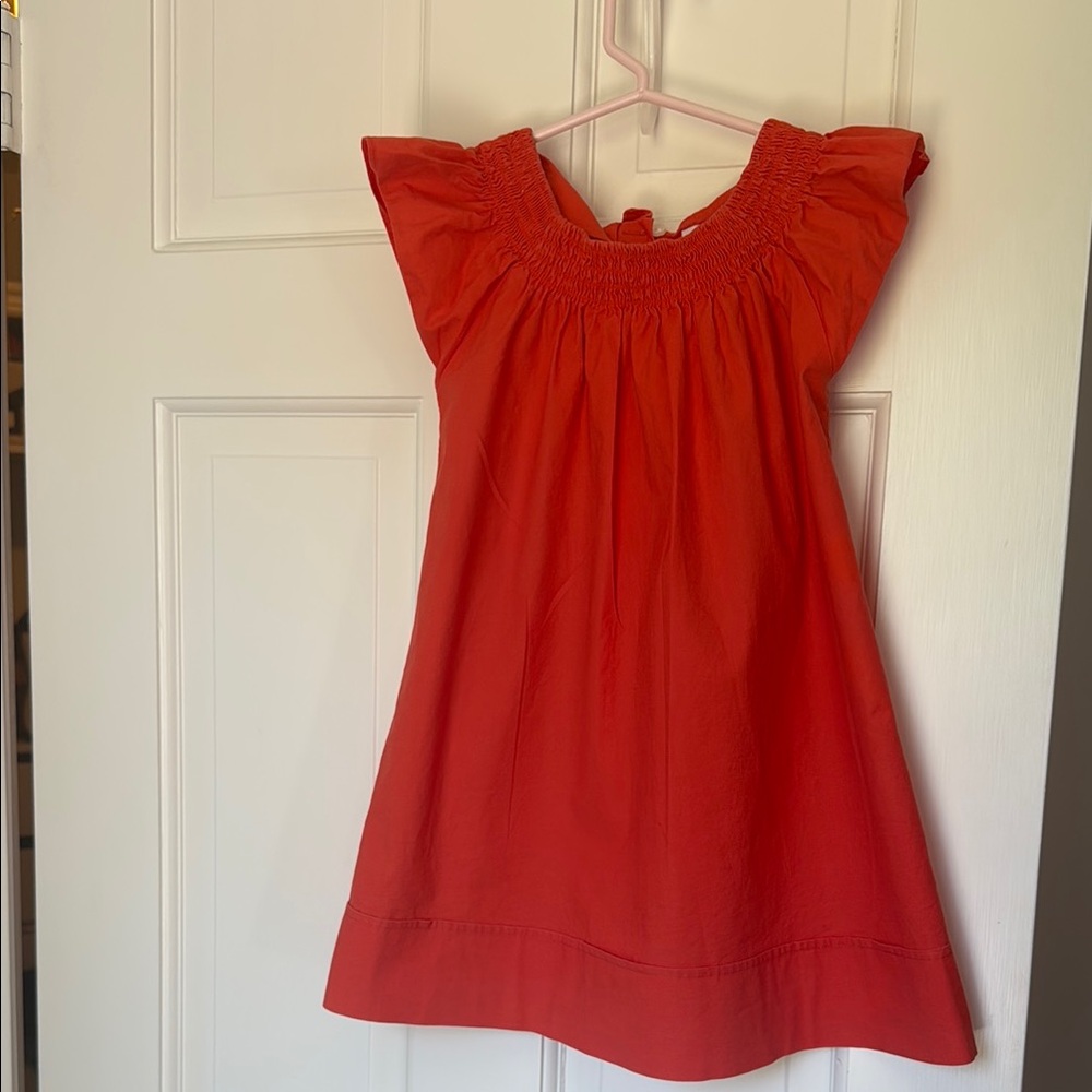 Jacadi Red/orange Ruffled Smocked dress size 4Y